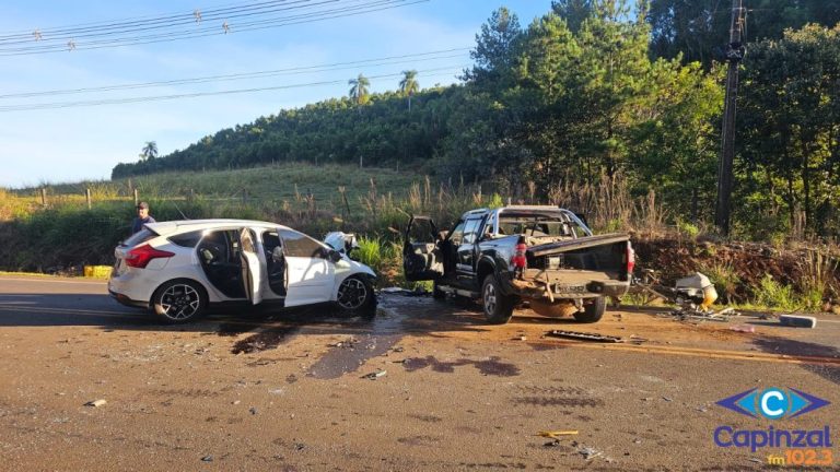 Colisão entre três veículos deixa dois feridos na SC-150, em Capinzal