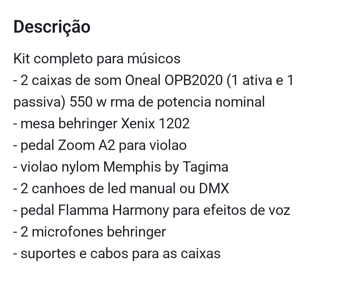 Equipamentos de som para musicos