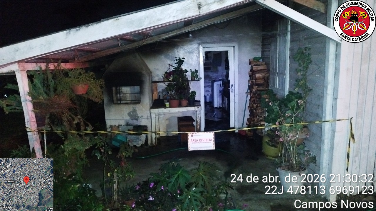 Incêndio atinge residência e causa danos em Campos Novos