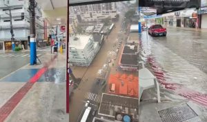 Chuva alaga ruas e suspende serviços em SC