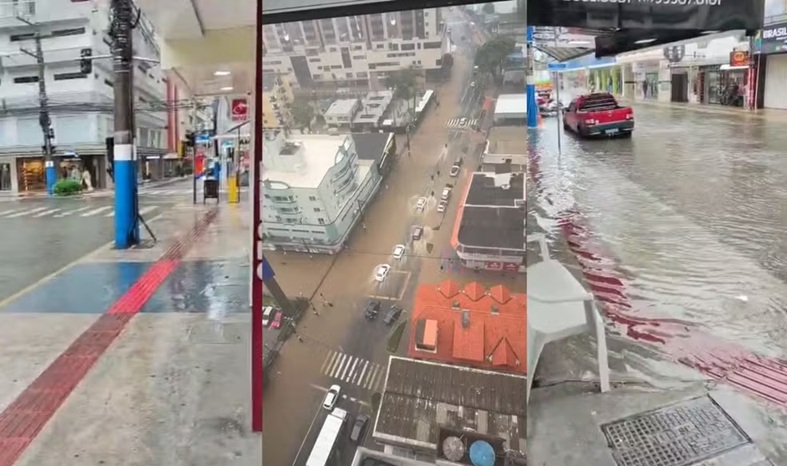 Chuva alaga ruas e suspende serviços em SC