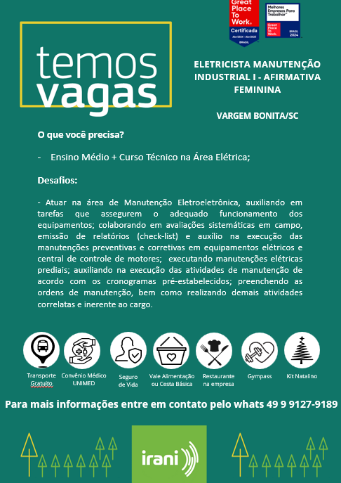 ELETRICISTA MANUTENÇÃO INDUSTRIAL