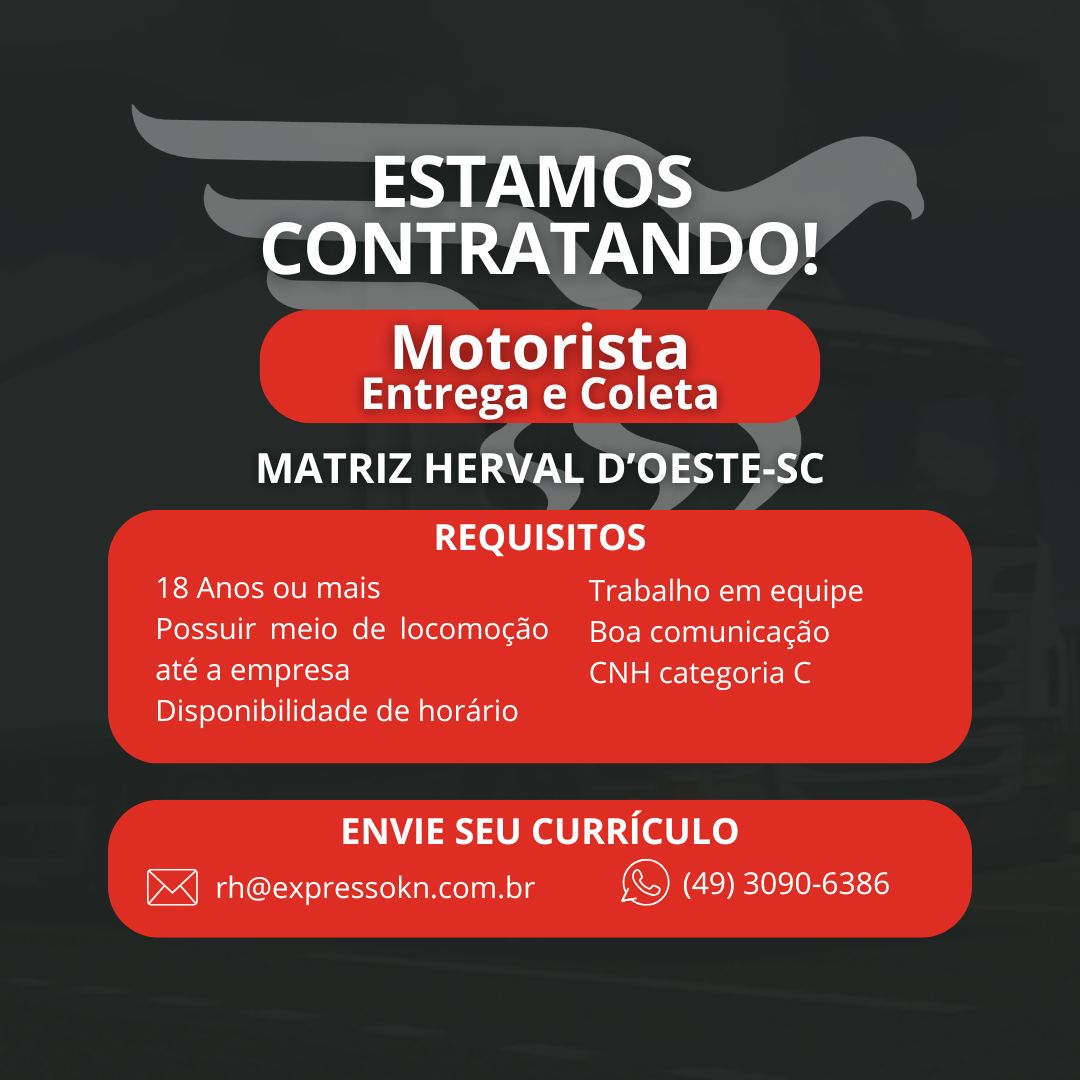 MOTORISTA DE ENTREGA E COLETA