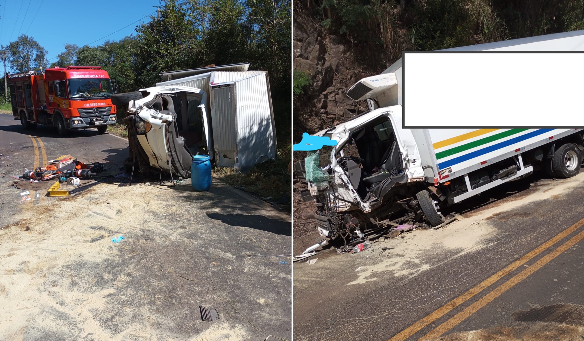 Gravíssimo acidente com caminhões deixa dois feridos no Oeste