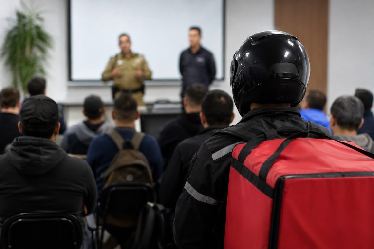 CDL e Polícia Militar promovem encontro de segurança para motoboys em Joaçaba