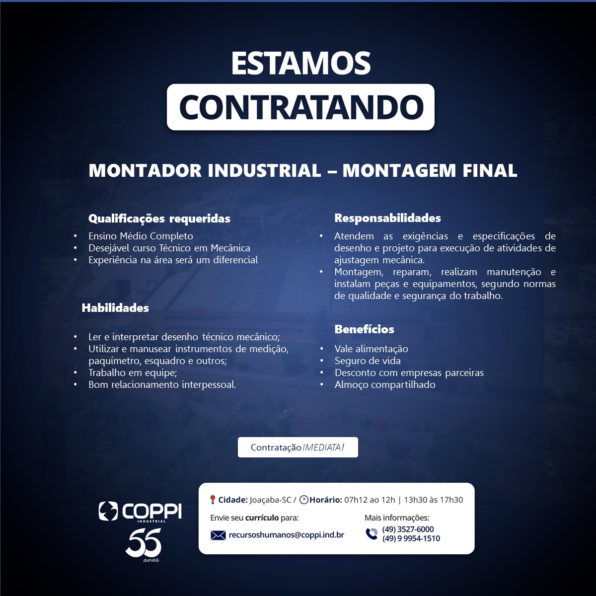 MONTADOR INDUSTRIAL – MONTAGEM FINAL