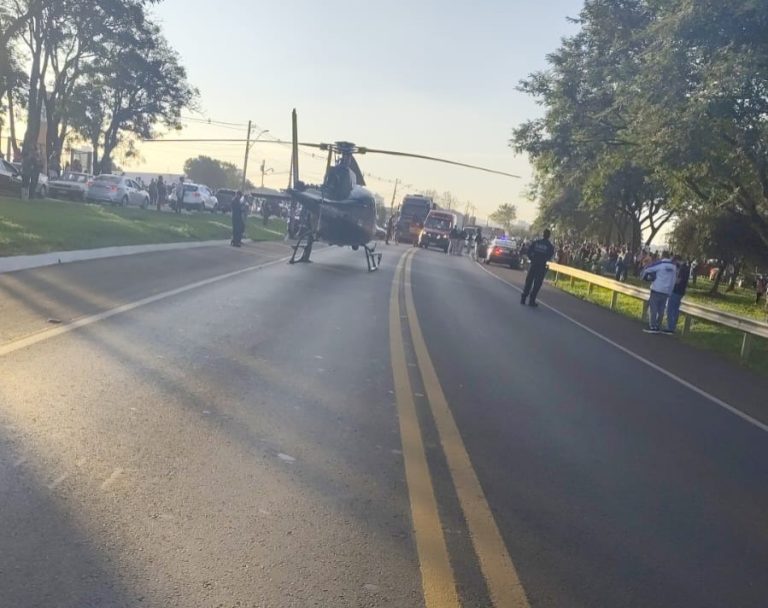 Policial fica gravemente ferido após ser atropelado durante fiscalização na BR-282