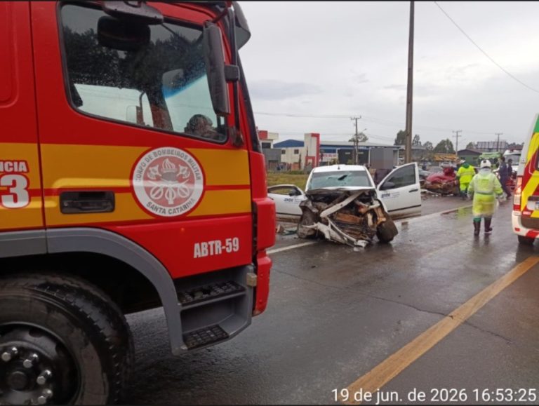 Colisão frontal deixa dois motoristas feridos na BR-116 em Santa Cecília