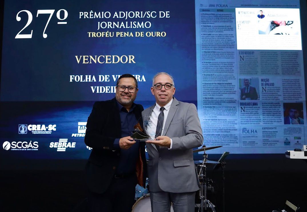 Folha de Videira conquista Prêmio Adjori de Jornalismo na categoria Coluna