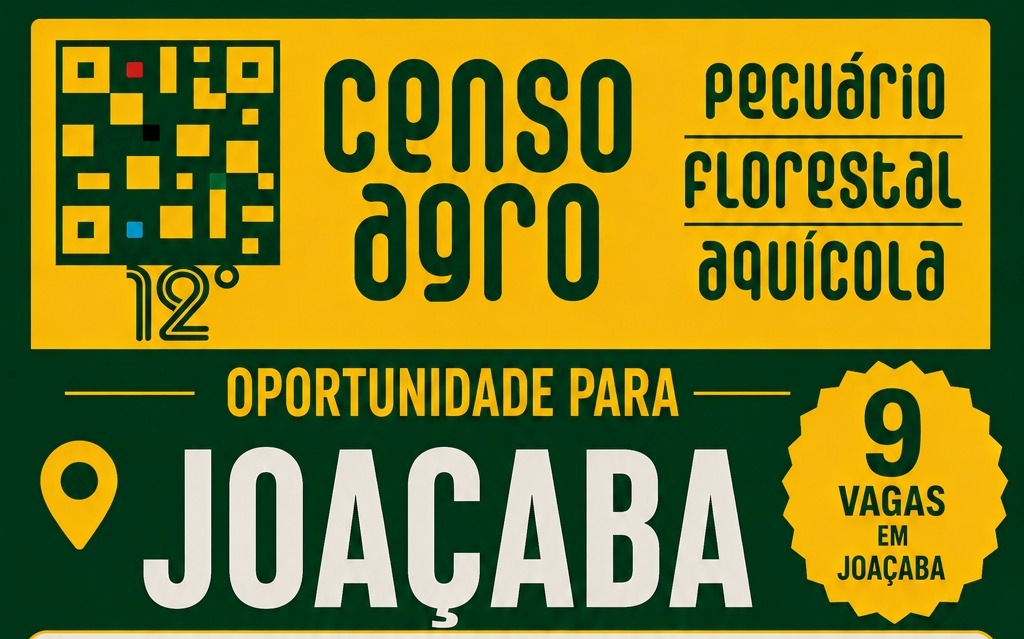 Termina amanhã: IBGE encerra inscrições para vagas com salários de até R$ 4 mil em Joaçaba e Campos Novos
