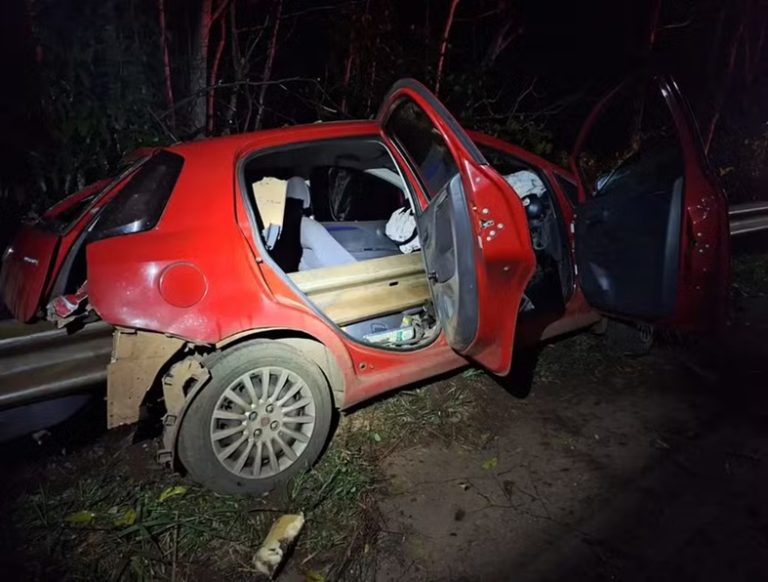 Impressionante: Guard-rail atravessa carro e motorista capa ilesa no Oeste