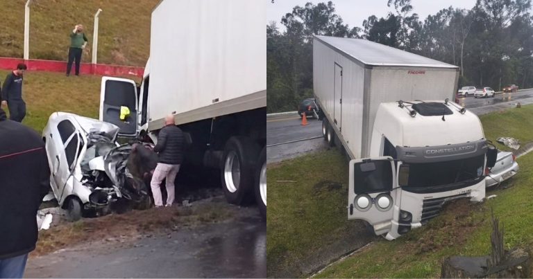 Acidente na BR-470 mata motorista e deixa carro destruído