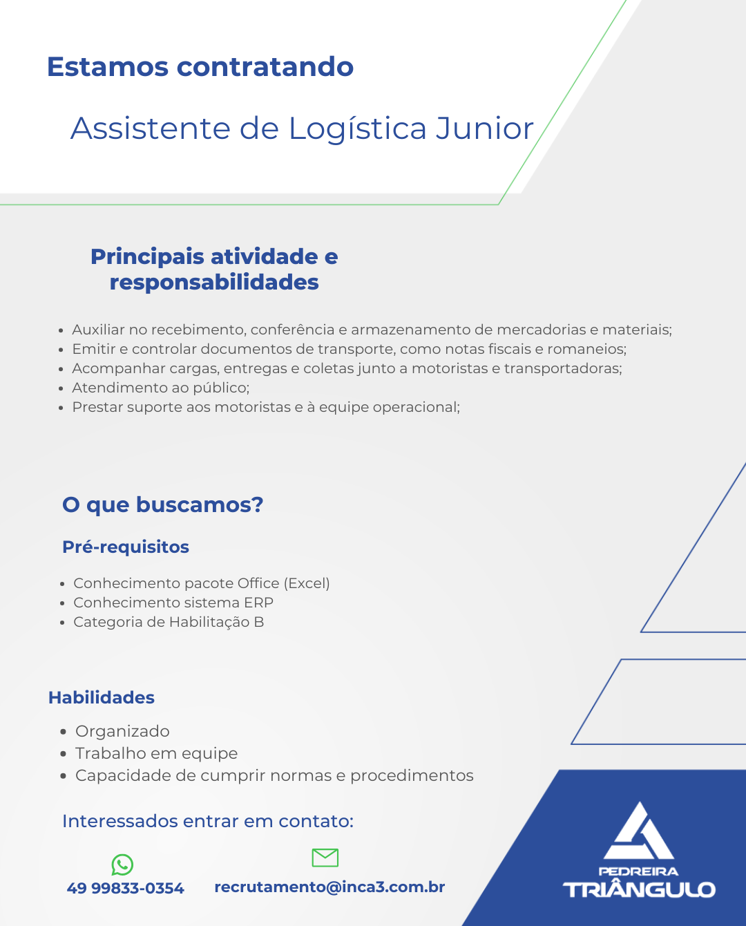 Assistente de Logistica Junior