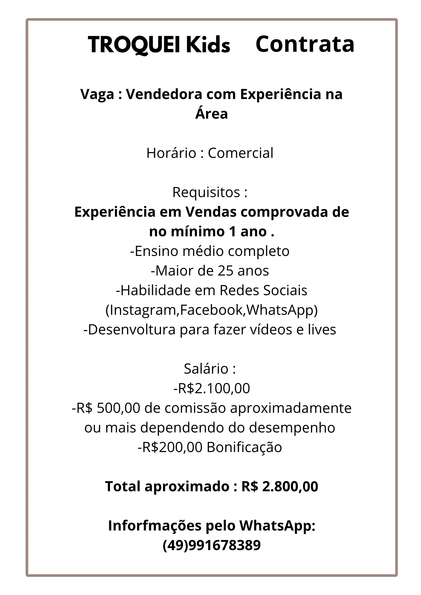 Vendedora com Experiência