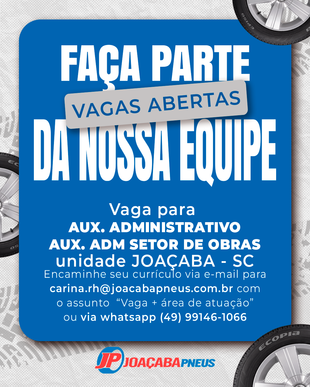 Auxiliar Administrativo e Auxiliar Administrativo para o setor de Obras