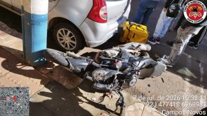 Motociclista sofre traumatismo após acidente em Campos Novos