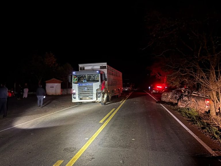 Motorista morre em colisão entre caminhonete e caminhão no Oeste