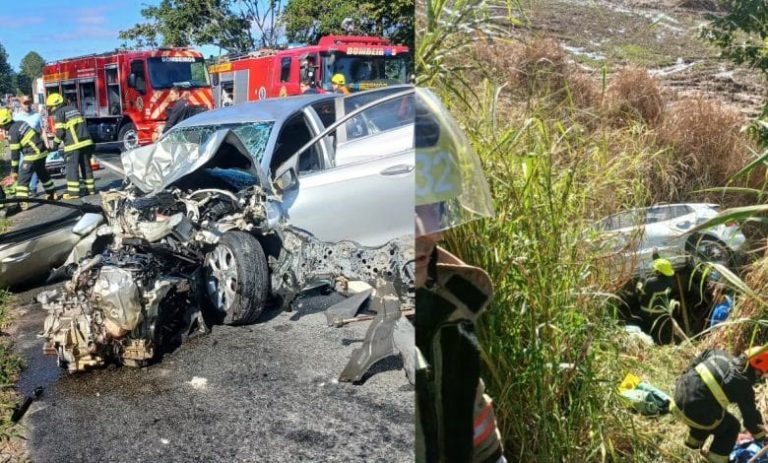 Colisão frontal na BR-470 deixa quatro feridos e motorista é resgatado de helicóptero em SC