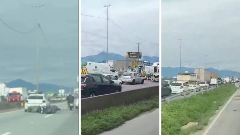 Sequência de acidentes “trava” o trânsito na BR-101 na Grande Florianópolis
