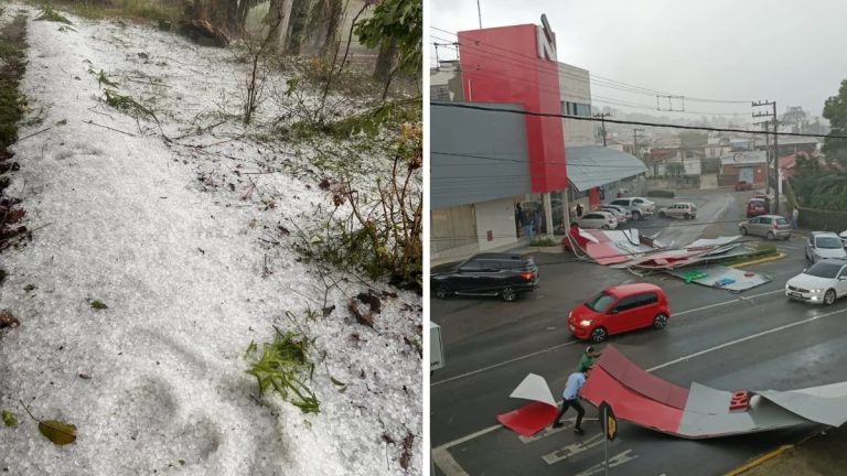 Temporal com granizo deixa milhares de imóveis sem energia e provoca estragos em Santa Catarina