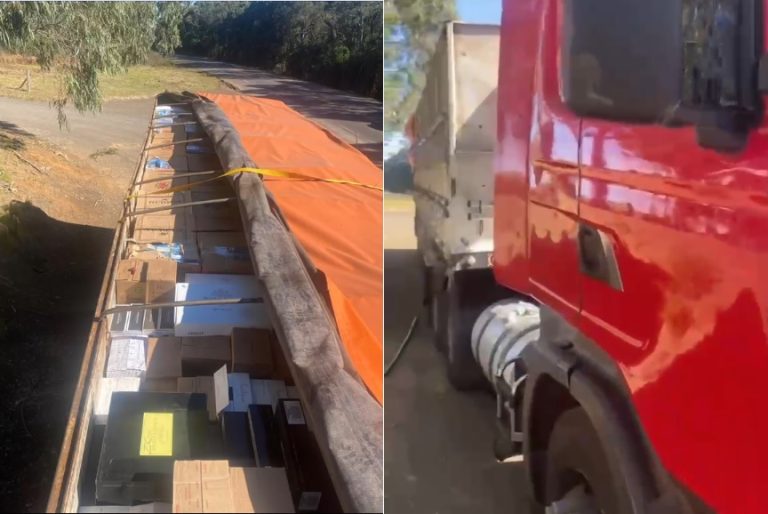 Polícia apreende carga milionária de cigarros paraguaios e vinhos argentinos em Irani