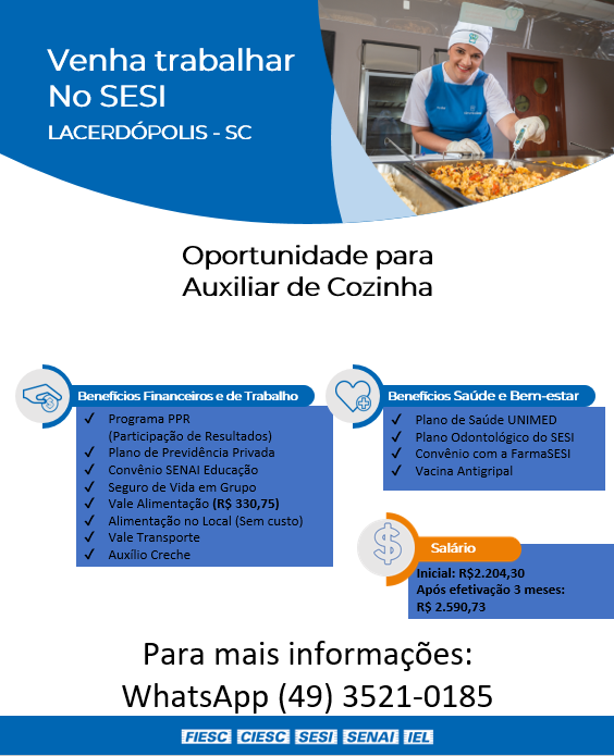 VAGA EM LACERDÓPOLIS – AUXILIAR DE COZINHA