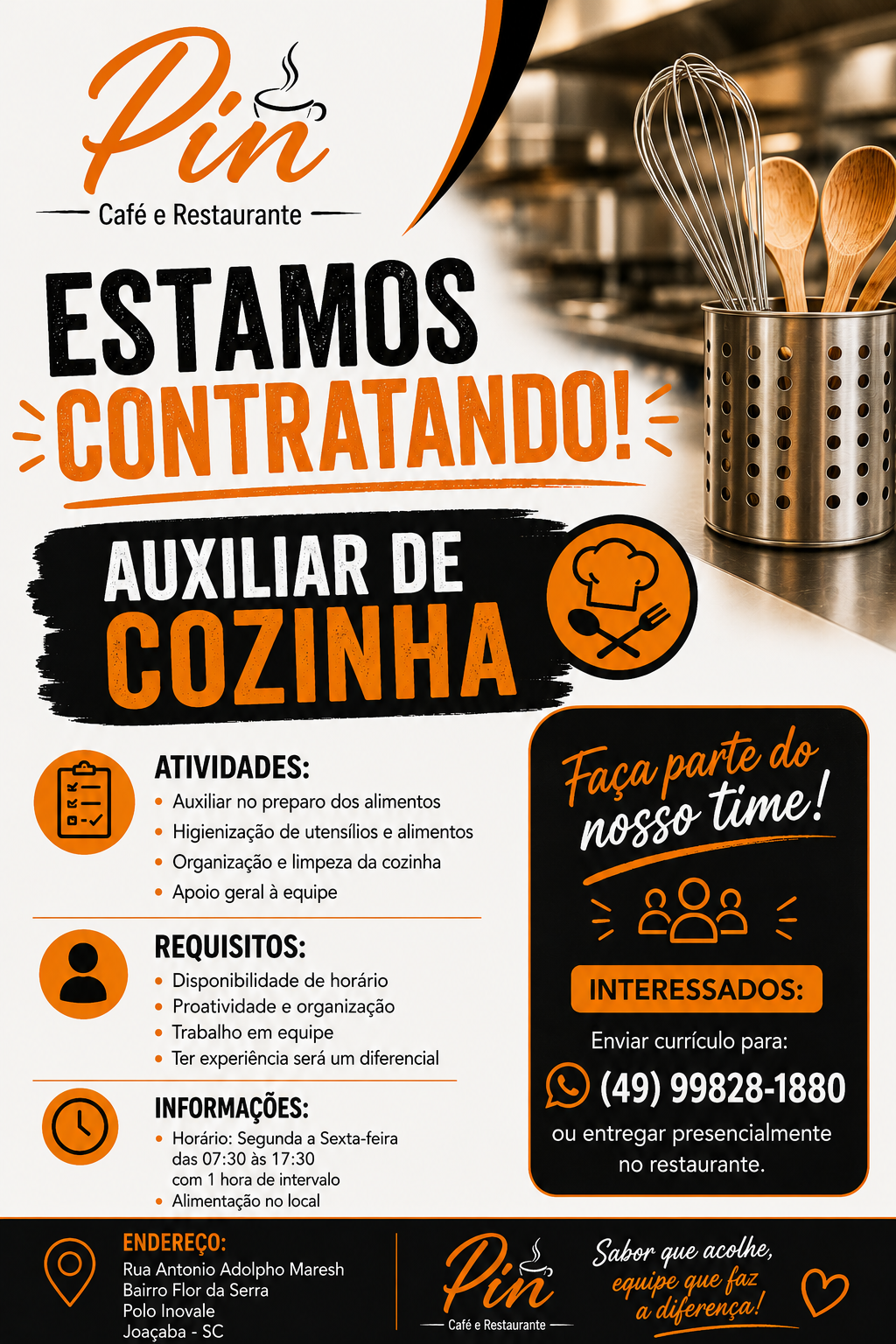 Auxiliar de cozinha.