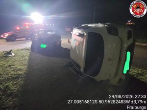 Acidente entre dois carros deixa criança ferida na SC-355, em Fraiburgo