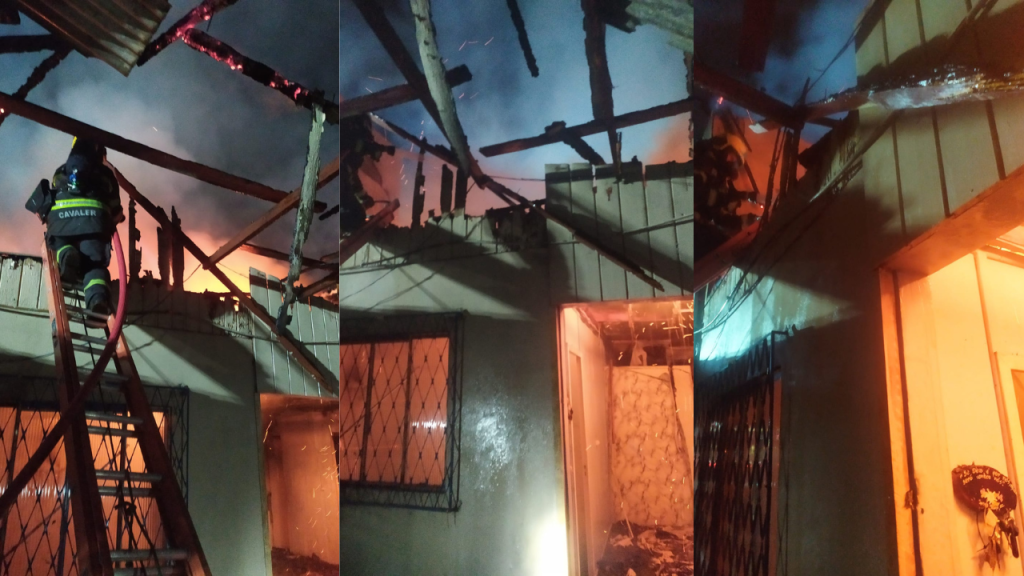 Incêndio de grandes proporções destrói edificação com três residências em Joaçaba