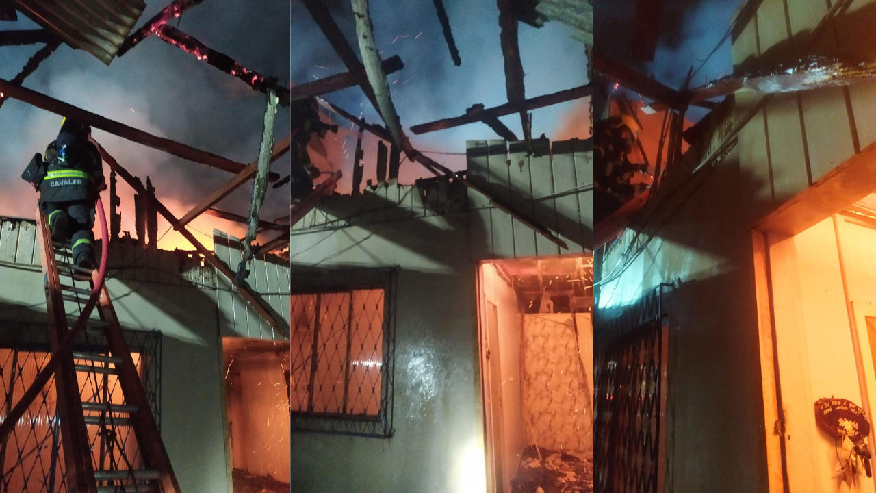 Incêndio de grandes proporções destrói edificação com três residências em Joaçaba