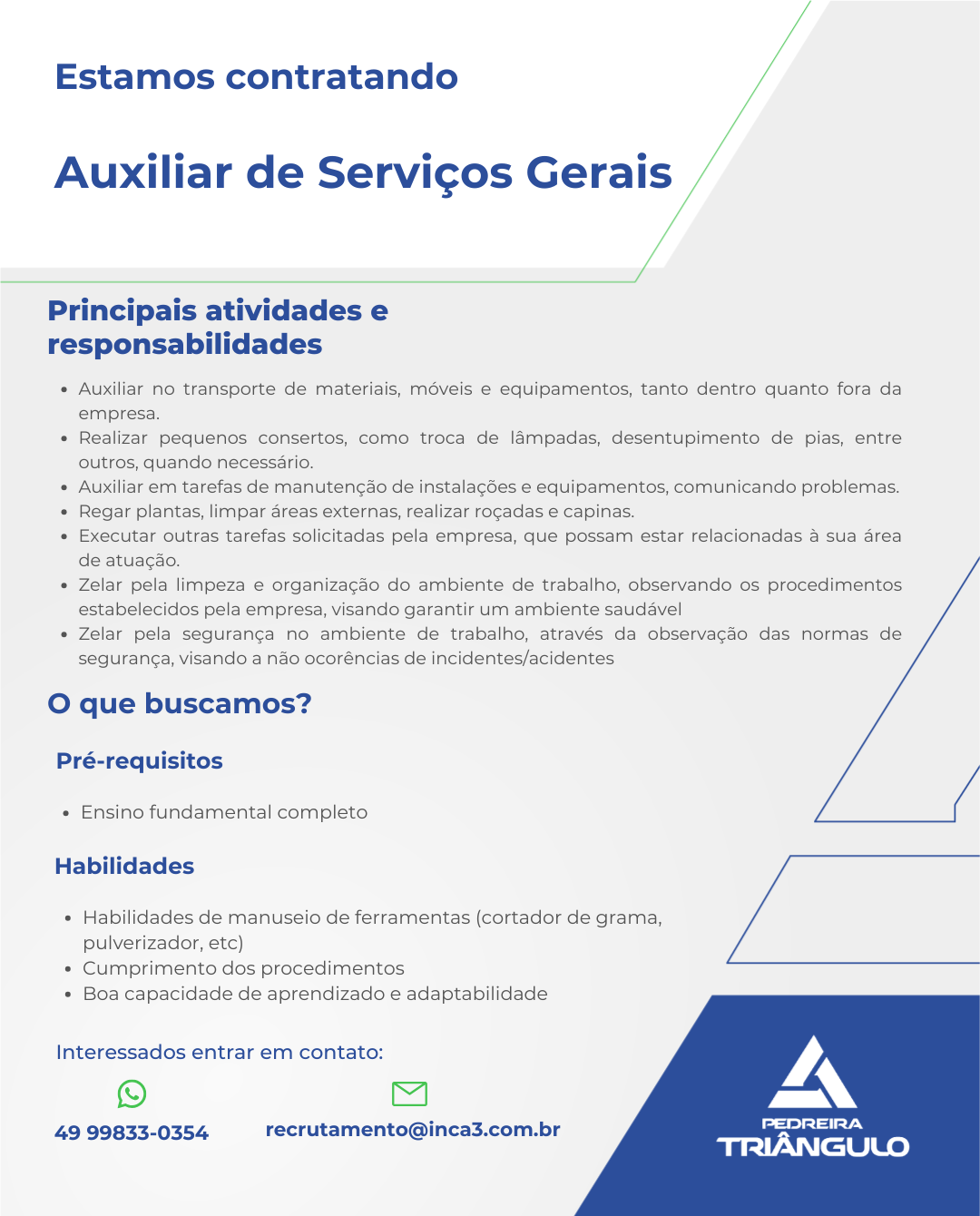 Auxiliar de Serviços Gerais