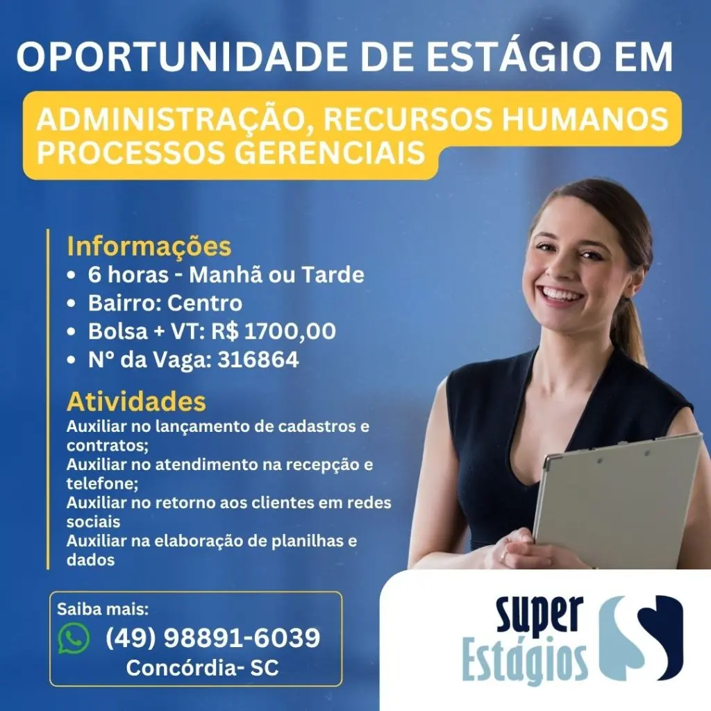 Estágio em Administração, Processos Gerenciais, Recursos Humanos
