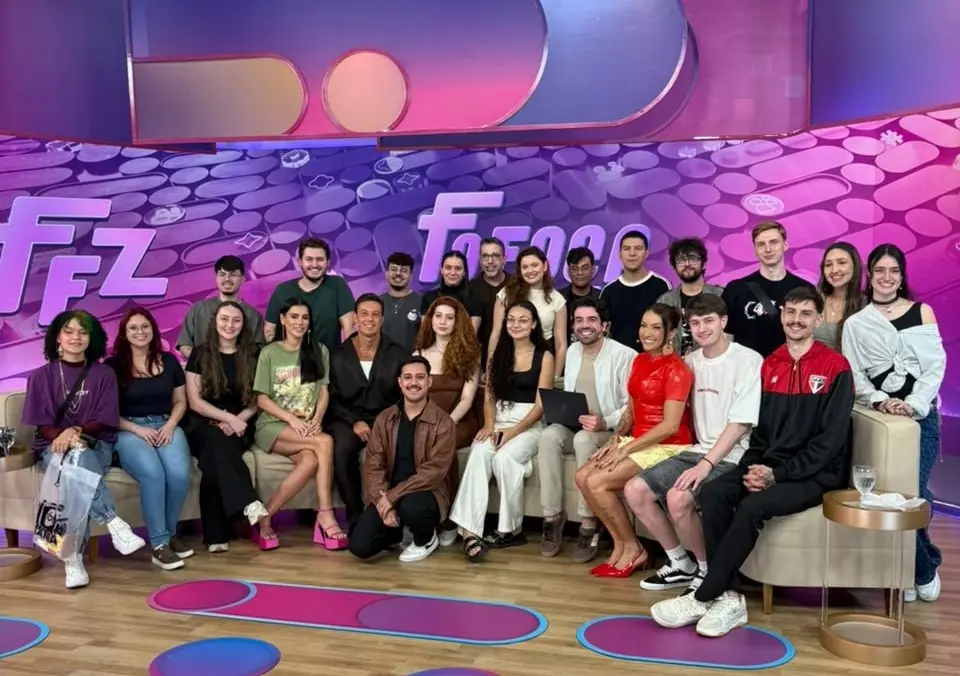Estudantes de Publicidade da Unoesc Joaçaba em estúdio do SBT, em São Paulo