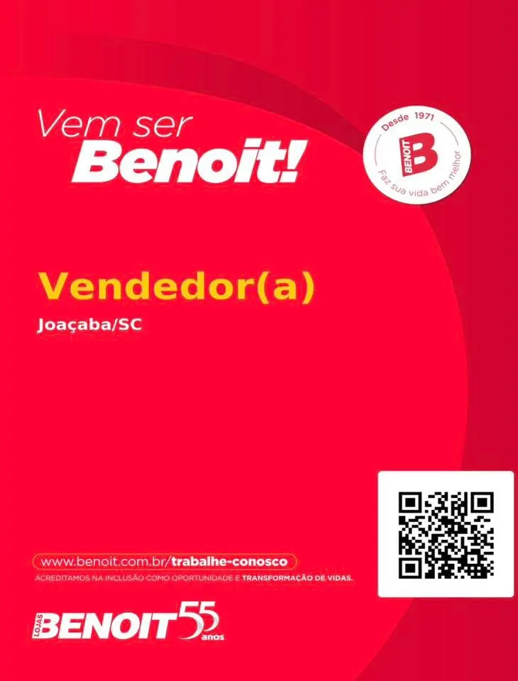 Lojas Benoit – Vaga vendedor(a)