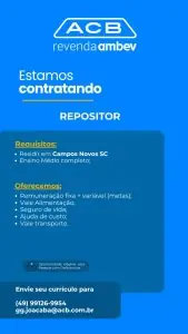 Repositor de Mercadorias – Campos Novos (Candidatos devem residir na cidade de Campos Novos)