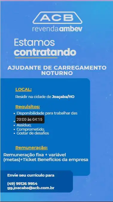 Ajudante de Carregamento Noturno