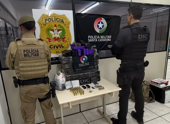 Operação conjunta entre Polícia Militar e DIC resulta em prisões e grande apreensão de drogas em Videira