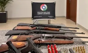 Homem é preso após apontar arma para policial e ter sete armas de fogo apreendidas em Campos Novos