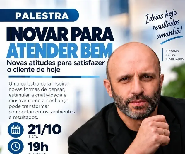 Prefeitura de Joaçaba e Sebrae realizam palestra gratuita sobre inovação e atendimento com Igor Drudi nesta quarta, 21