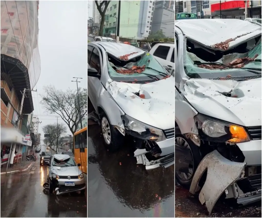 Ventos de quase 90km/h provocam destruição em Chapecó e deixam dois feridos