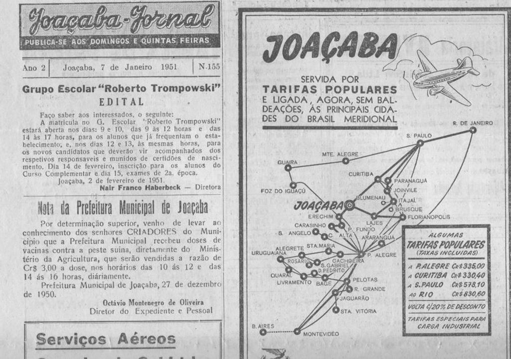 Joaçaba e a aviação em 1951