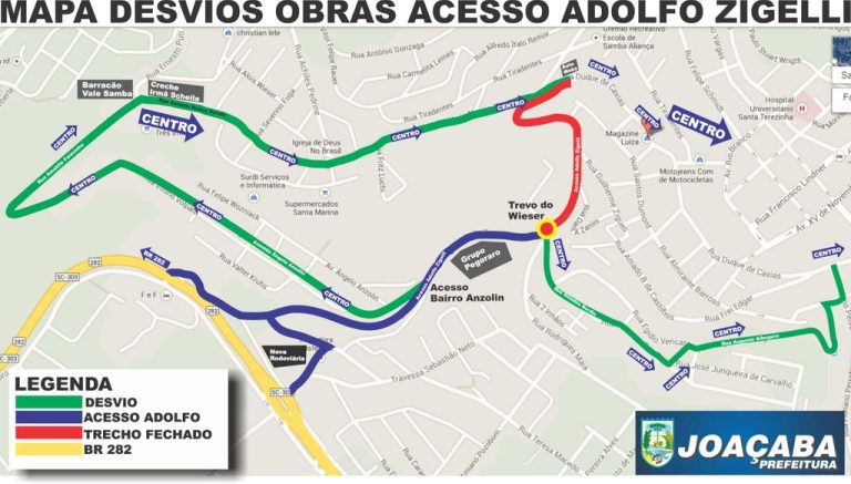 Prefeitura divulga rotas alternativas ao Adolfo Zigelli