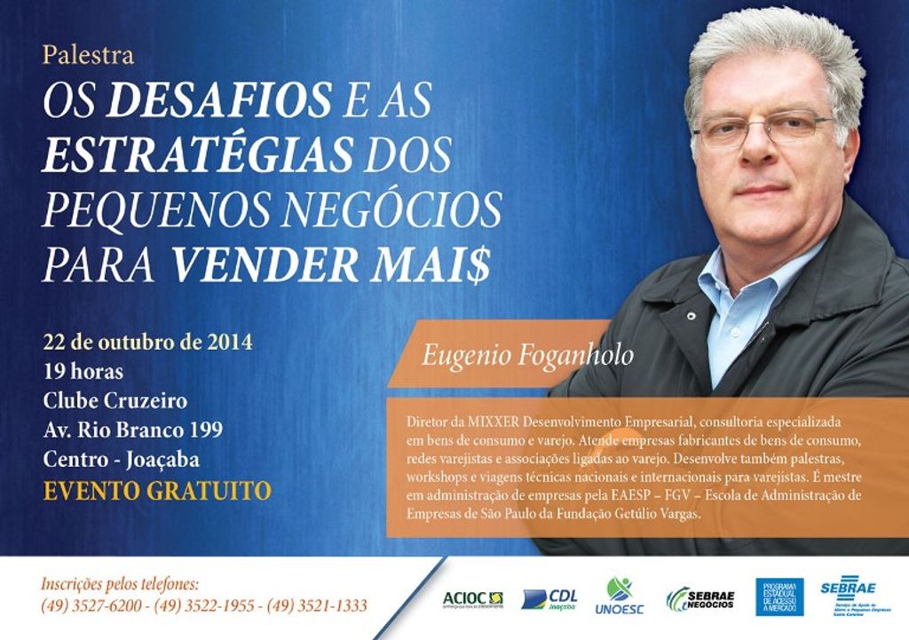 Sebrae realizará em Joaçaba Palestra abordando desafios e estratégias para vender mais