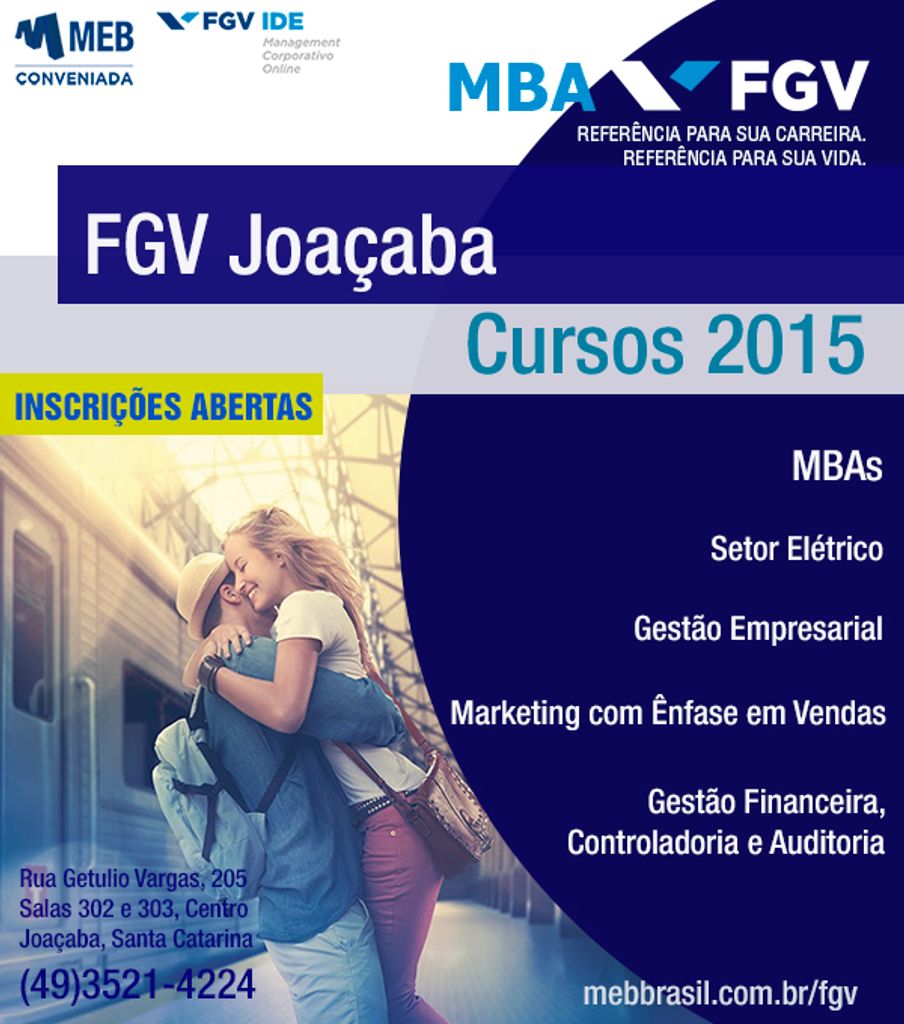 Confira a programação de cursos em 2015 da FGV/MEB para Joaçaba