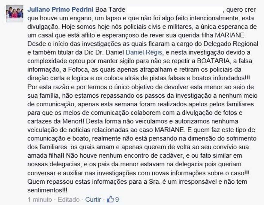 Boataria e fofocas atrapalham investigações do caso Mariane