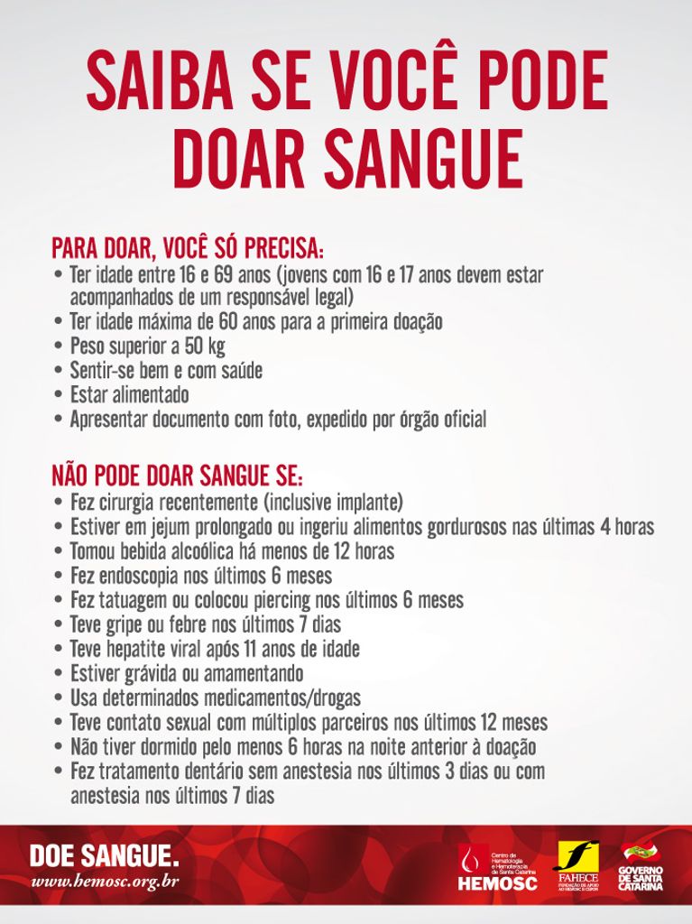 Este sábado é dia de solidariedade – Doe sangue no HEMOSC de Joaçaba