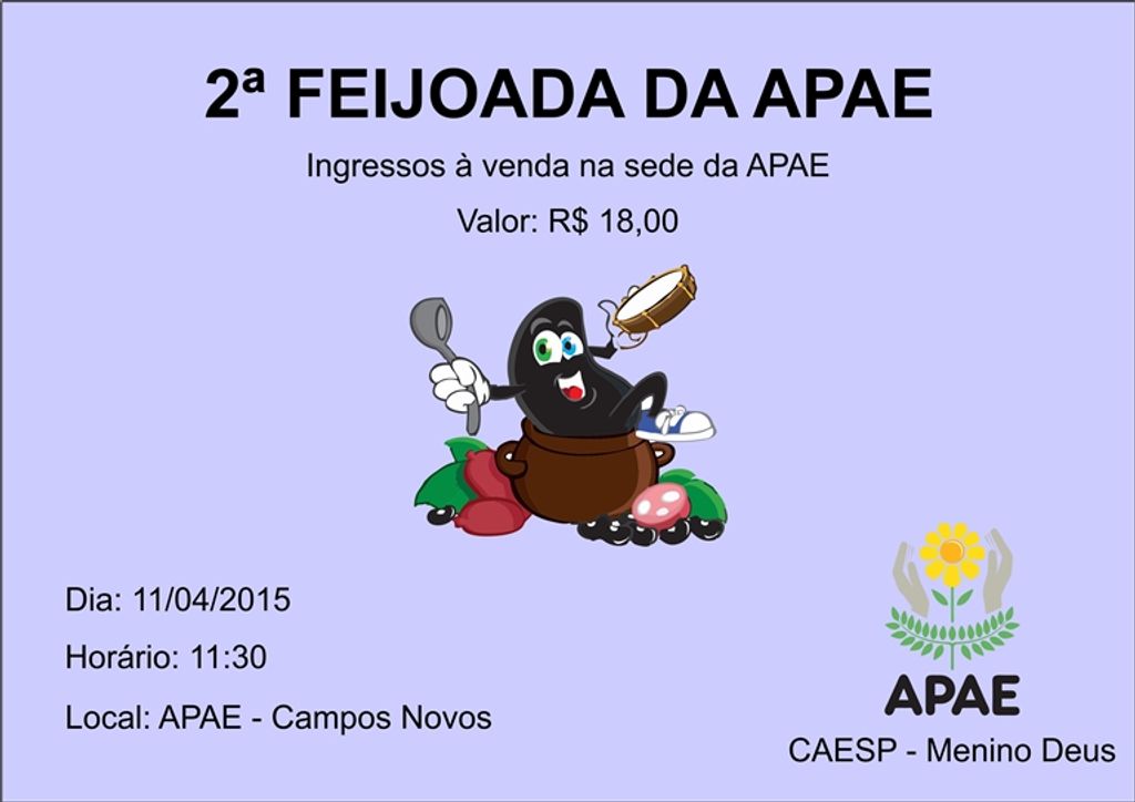 APAE de Campos Novos promove sua 2ª Feijoada