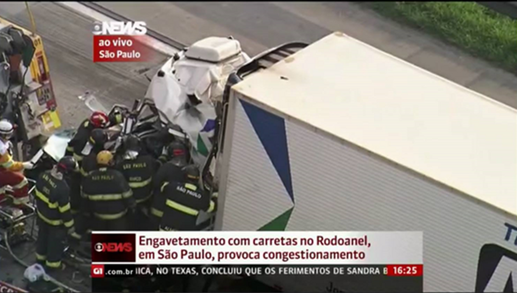 Vídeo mostra acidente em São Paulo que envolveu carreta de Joaçaba