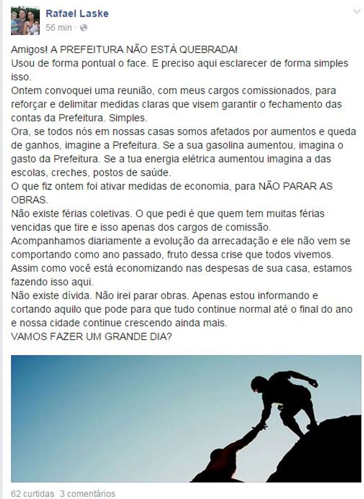 Prefeito Mamão afirma que “a prefeitura não está quebrada!”
