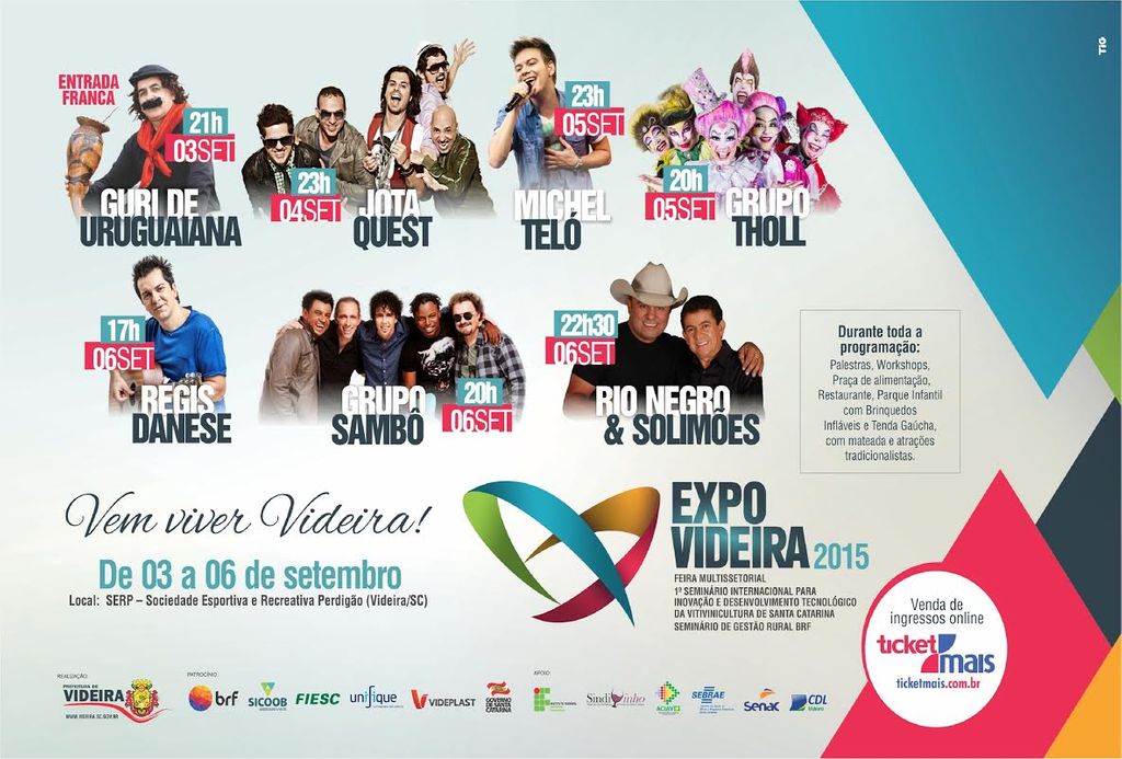 Vendas de ingressos com desconto para a Expo Videira 2015 encerram nesta quarta-feira (2)